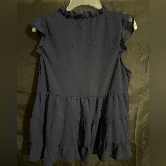 Navy Ruffle Blouse - Picture 2 of 2